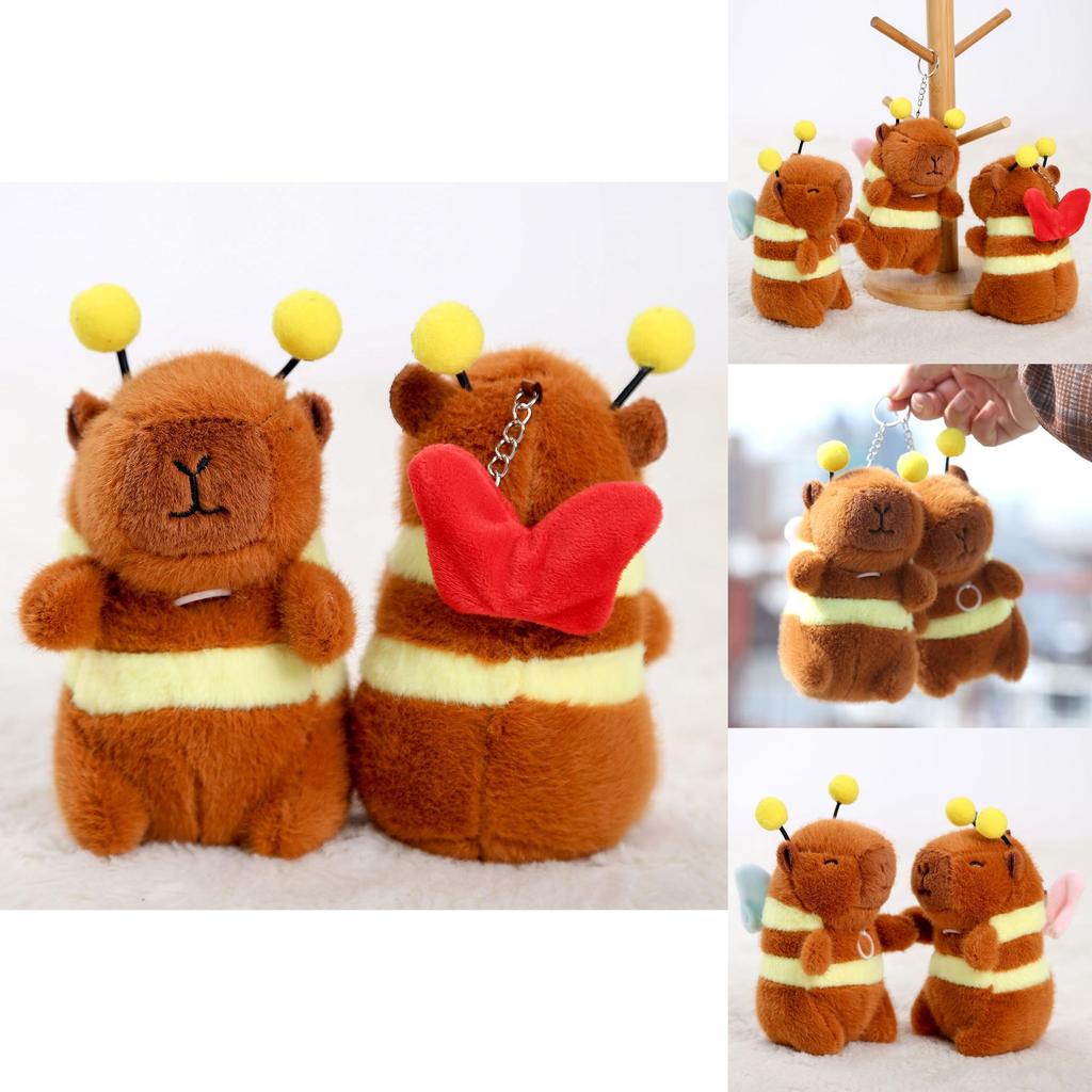 Cute Bee Capybara Plush Keychain With Vibrating Wings For Kids And Collectors