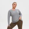 Women's Plus Size Mesh Patchwork Moisture-Wicking Long Sleeve Yoga Top