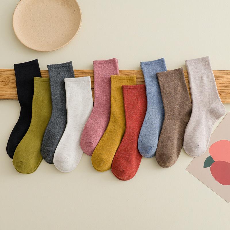 

Женские хлопковые носки Мода Сплошной цвет Длинные трубчатые носки