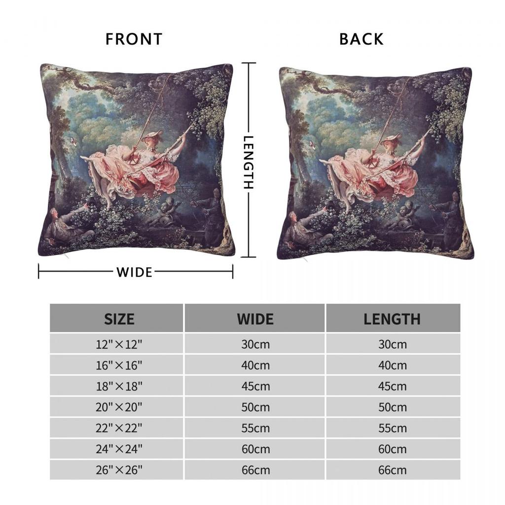 Jean-Honore Fragonard The Swing Pastel Pillowcase Polyester Linen Velvet Creative Zip Throw Pillow Case Room Cushion Cover 18"