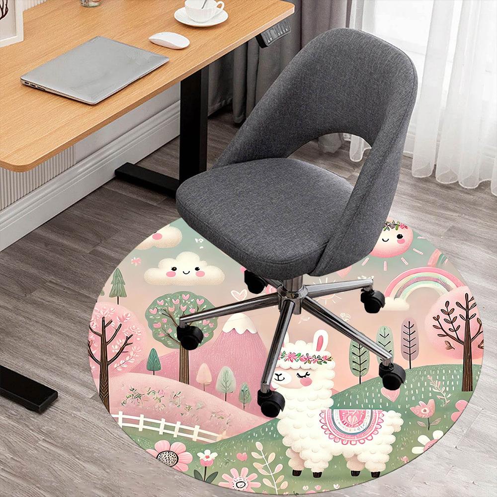

1pc Llama Forest Round Chair mat Area Rug - Non-Slip, Floor Mat for Office, Bedroom, and Indoor Decor -1002049 80cm by 80cm