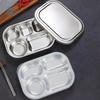 4/5-Compartments Divided Dinner Tray 304 Stainless Steel with Lid Divided Dinner Plate Deepened School Food Plate Canteen
