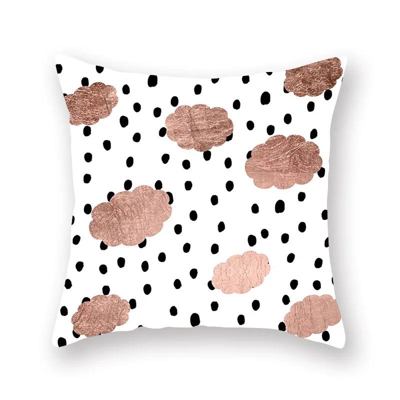 45X45CM Pink Shiny Polka Dot Alphabet Geometric Simple Pillow Cover Bed Sofa Car Office Seat Cushion  Home Decoration