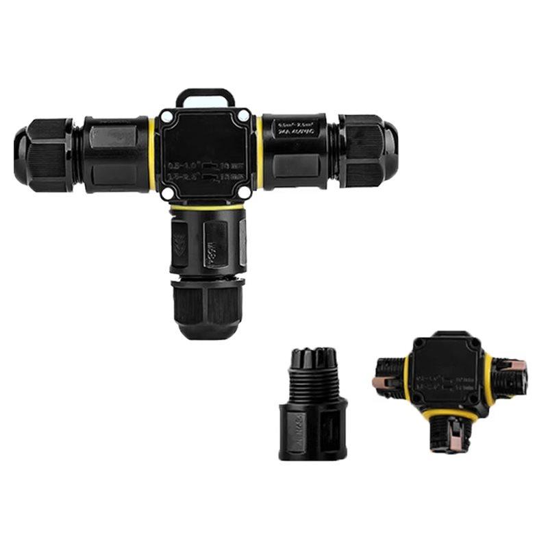 A25F-Waterproof IP68 Screwless Lever Outdoor T Shape 3P Junction Box 3 Way 4-11Mm 450V 24A CE Electrical Quick Release Cable