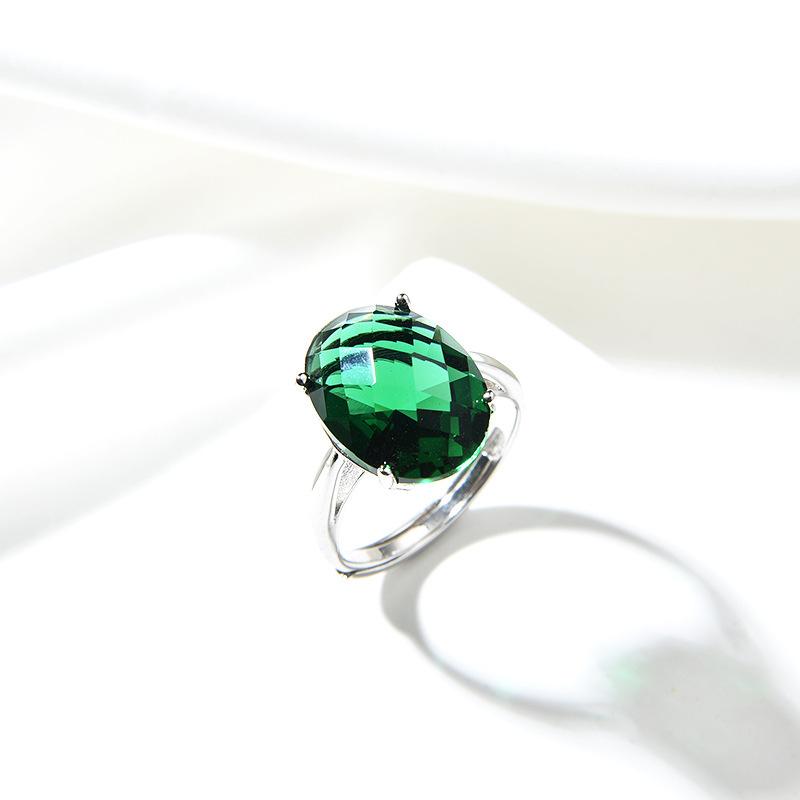 Ensemble de bijoux en argent S925 incrusté de pierres précieuses, tempérament Simple pour dames, boucles d'oreilles en cristal de couleur, bague, collier, bijoux