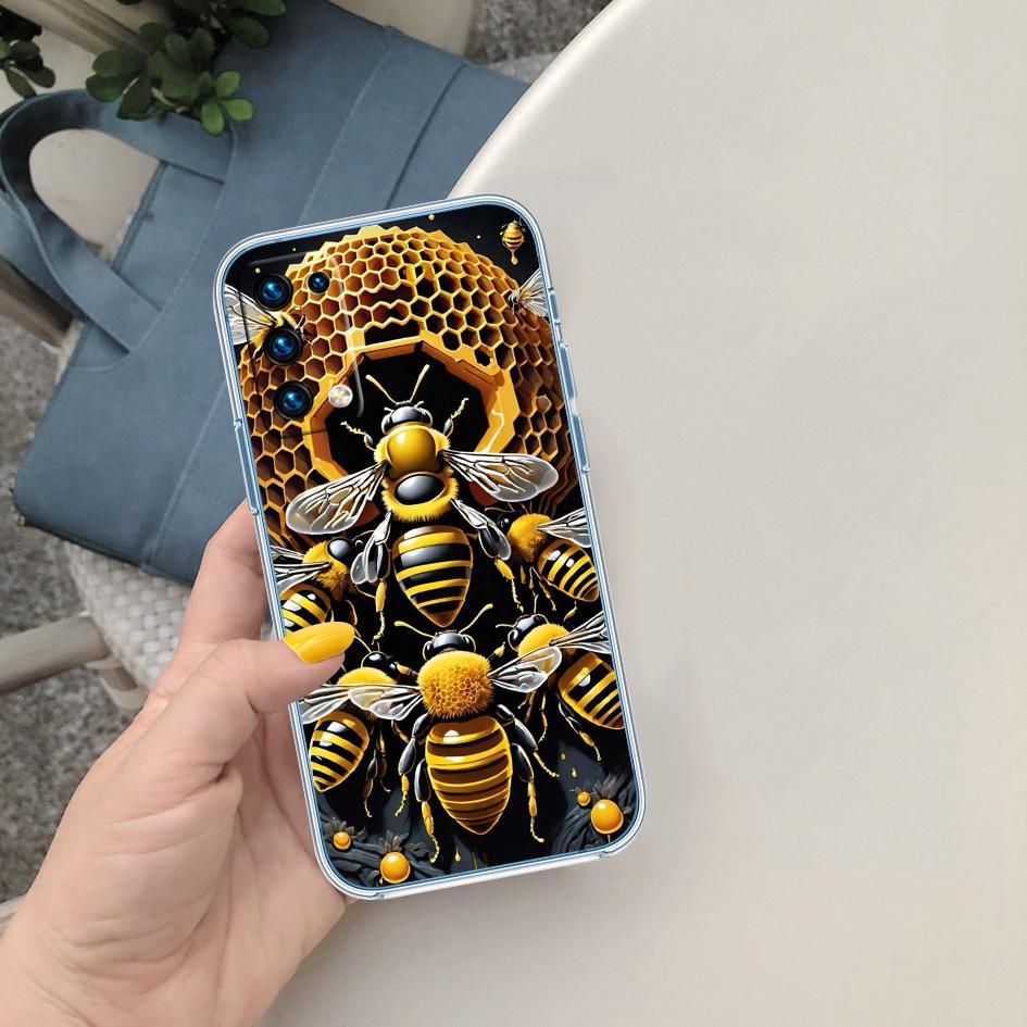 QT8 Art Bees Cartoon Phone Case for Motorola Moto G14 G31 G32 G34 G73 G71 G72 G24 G84 G85 G62 E32 E22S G7 E7 Play Plus Power