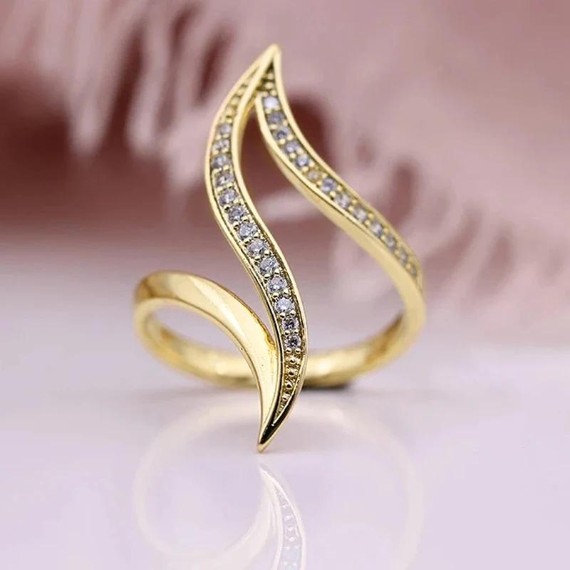 

CAOSHI Trendy Brilliant Rings for Women Gold Color Prong Setting Cubic Zirconia Exquisite Wedding Band Accessories Zircon Gift 6