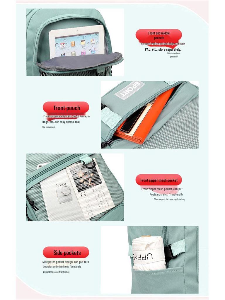 Spacious Korean-Style Unisex Backpack with Pencil Case for Elementary & Middle School Students