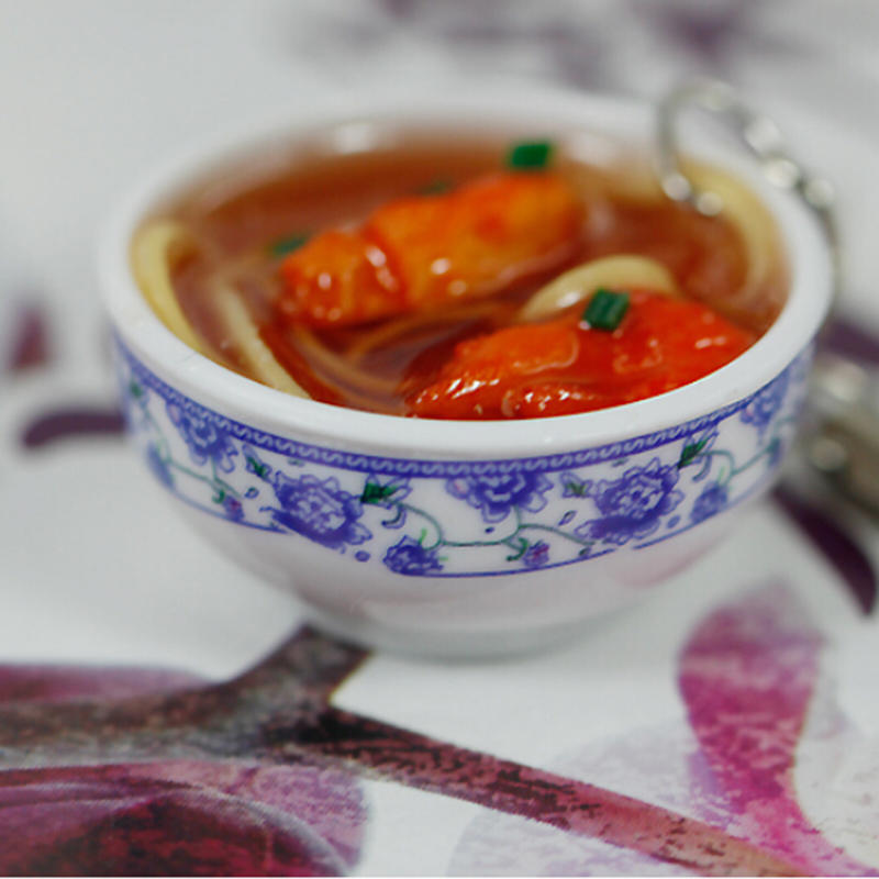 1Pcs Cute Food Simulation Key Chains Chinese Blue And White Porcela