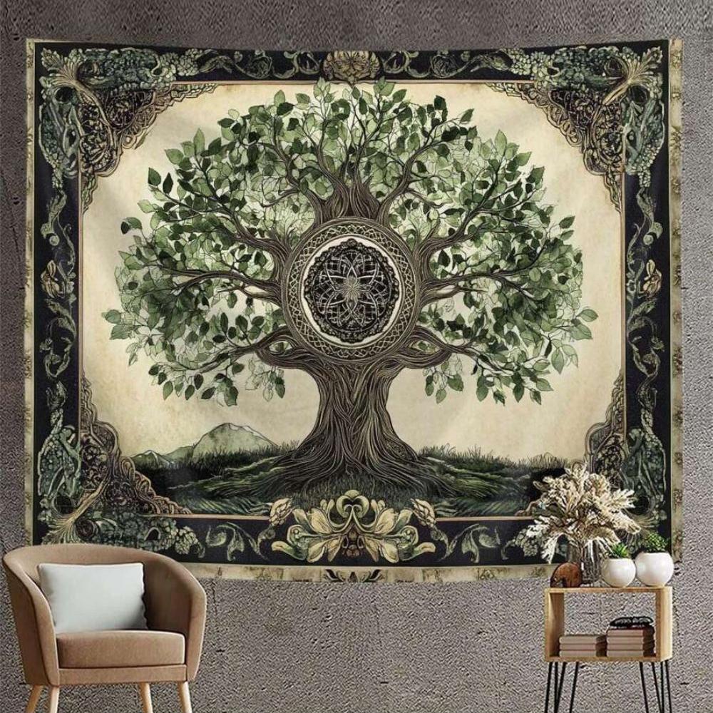 Vintage Life Tree Tapestry Nordic Mythology Bedroom Aesthetics Living Room Dormitory Background Home Decoration