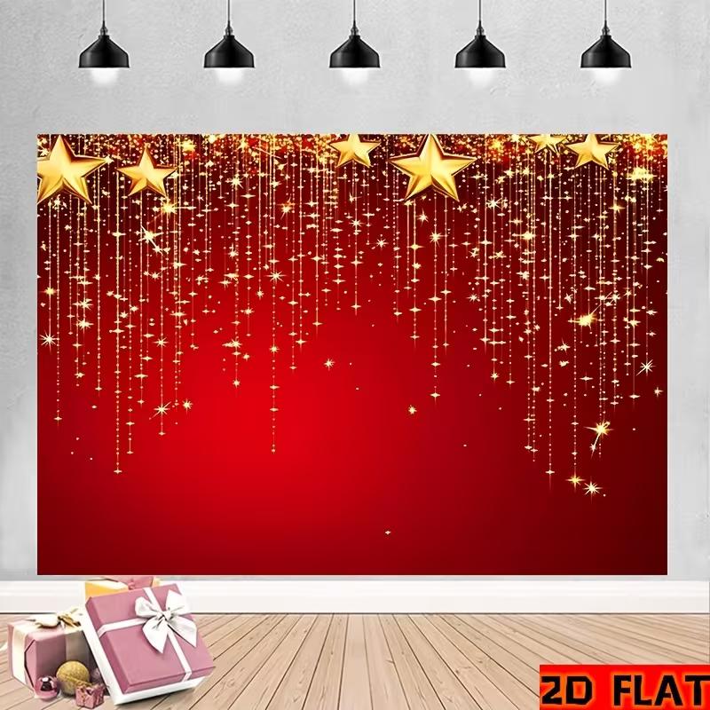 2D Golden Star Glitter Background for Birthday & Wedding Photoshoot