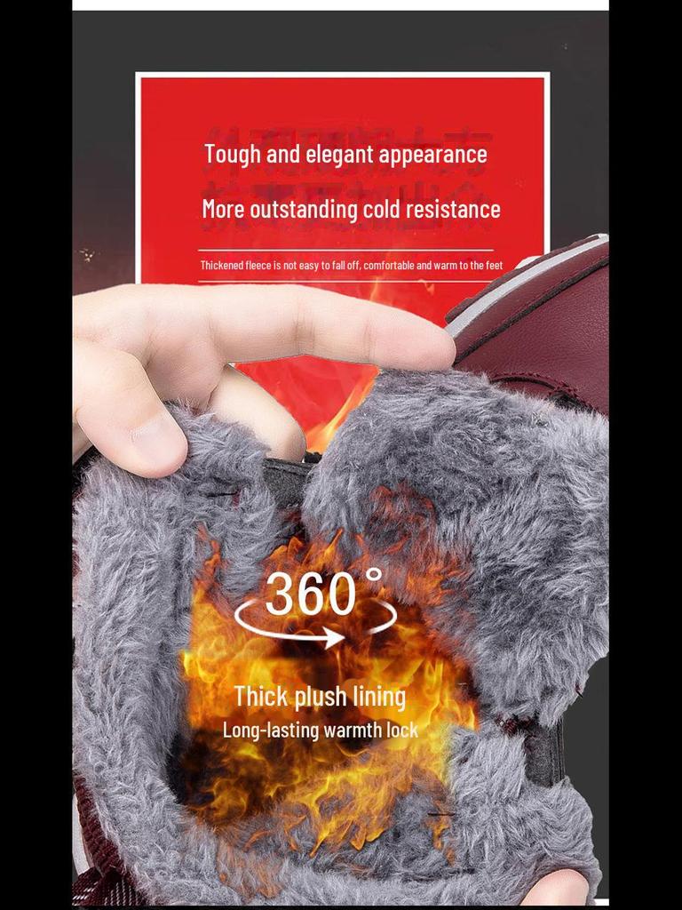 Men's Thickened Velvet Winter Snow Boots for Seniors