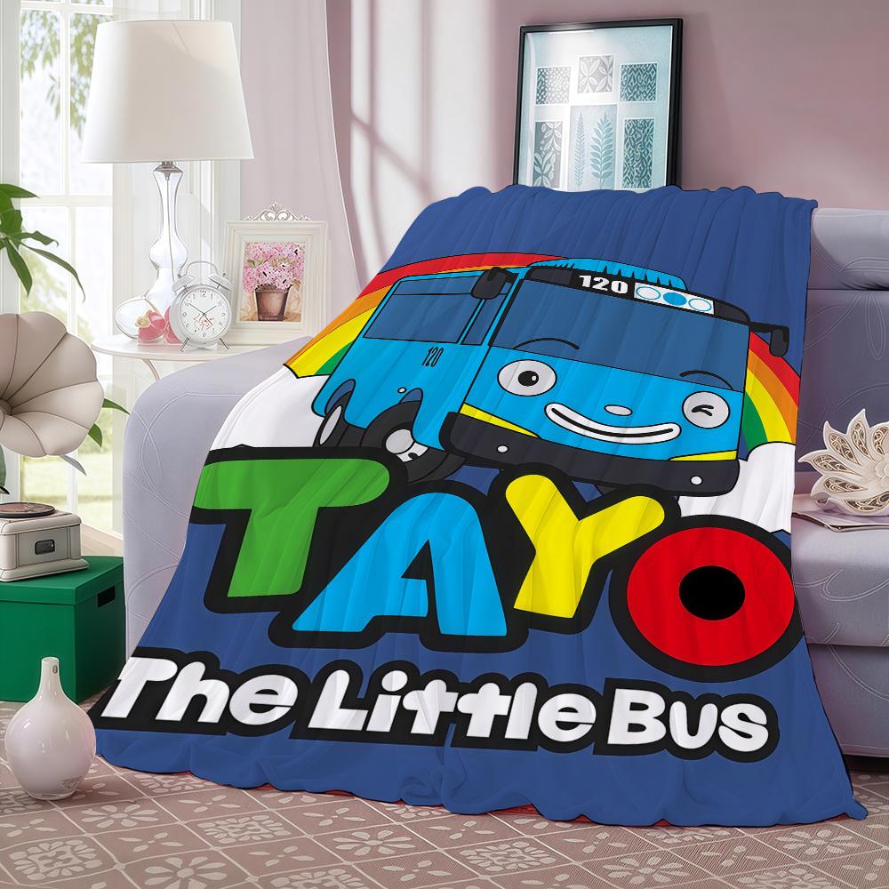 Cartoon car T Tayo the L little Bus Blanket For Sofa Office Bed Plane Travel Sleep Read Relax Camping Soft And Warm