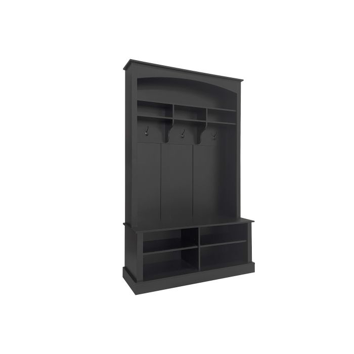 Meuble D’entrée - MUVOE - Kit Vestiaire - 3 Crochets - Rangement Ouvert - Noir - H190/B120/T40 Cm