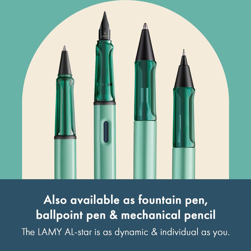 Lamy Mint Transparent Rollerball Pen with an Ergonomic Grip and Medium Line Lightweight Aluminum Includes a Medium Rollerball 63 AL-star - Width.