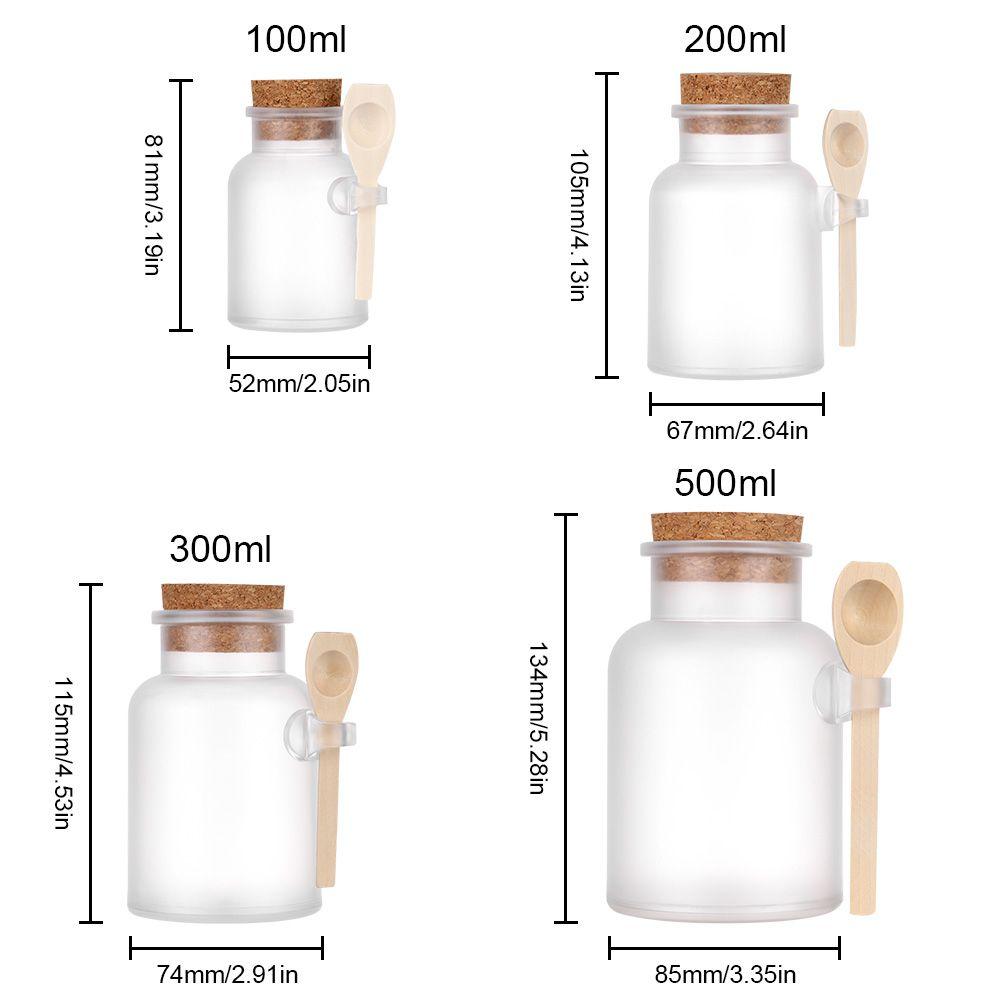100-500g Portable Wooden Spoon Refillable Cork Stopper Bottle Multifunction Storage Container Frosted Seal Jar Bath Salt Bottle