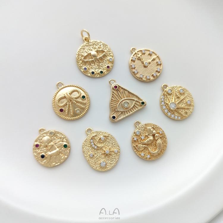 

14K Gold-Filled Zircon Star Moon Pendant Charm