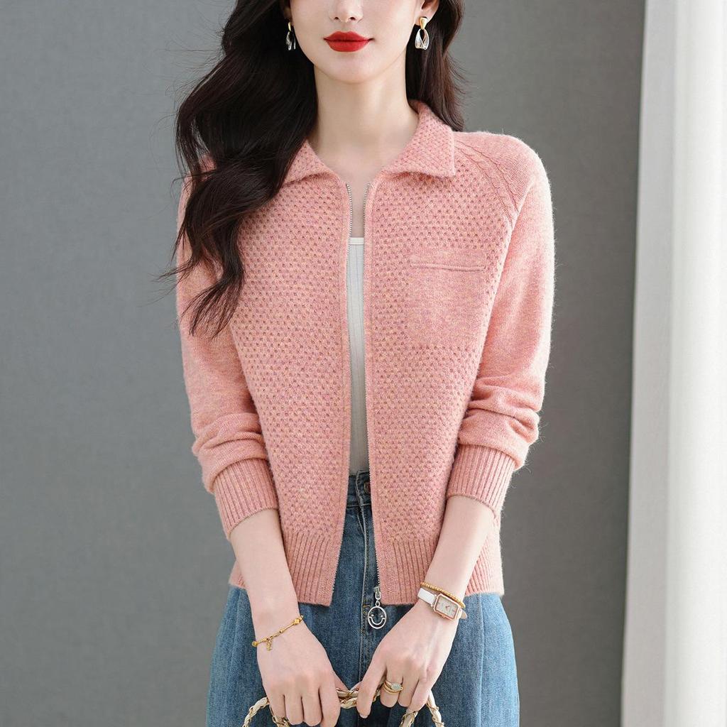 Women's Petite Autumn Knitted Zip Cardigan Jacket - Spring & Autumn 2025 Collection