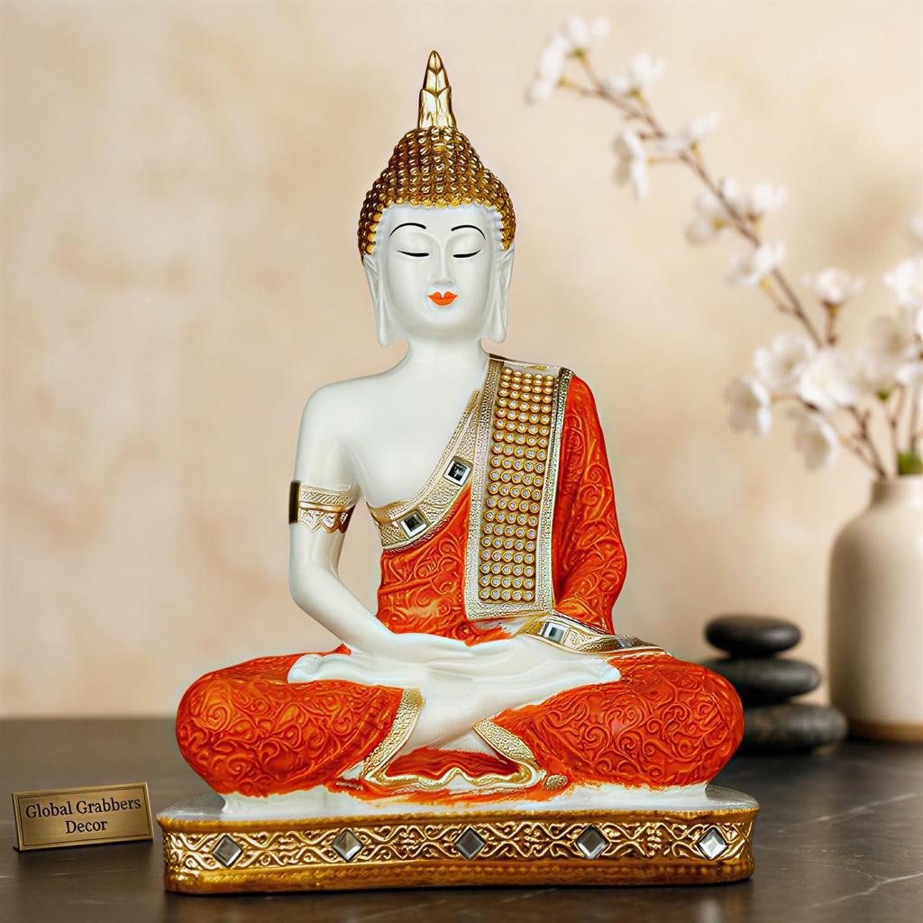New Limited Edition 25 Centimetre Meditating Sitting Buddha Idol Statue Showpiece Home Decor Decoration Items for Living Room and Gifts