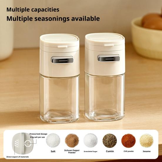 2-In-1 Glass Salt Spice Dispenser with Press-Type Portion Control Airtight 180ml Seasoning