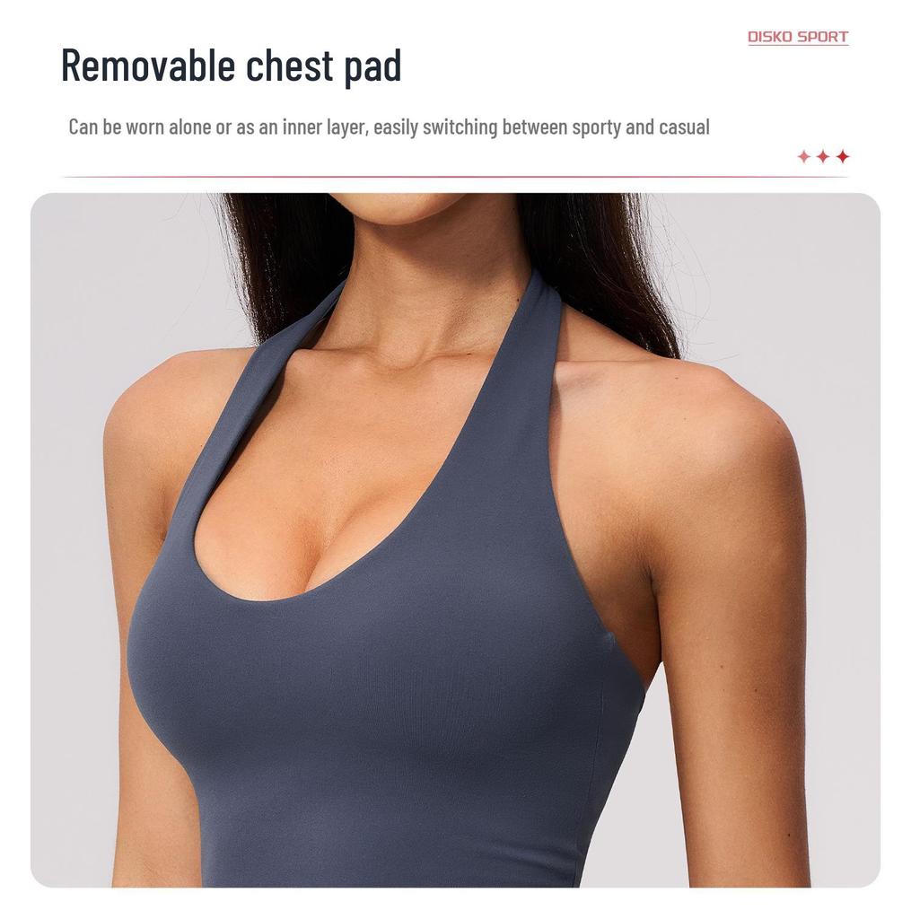 Canotta da Yoga da Donna Scollo a V Asciugatura Rapida con Scollo all'Americana, Imbottiture sul Petto e Spalline Posteriori alla Moda - Modello 5529