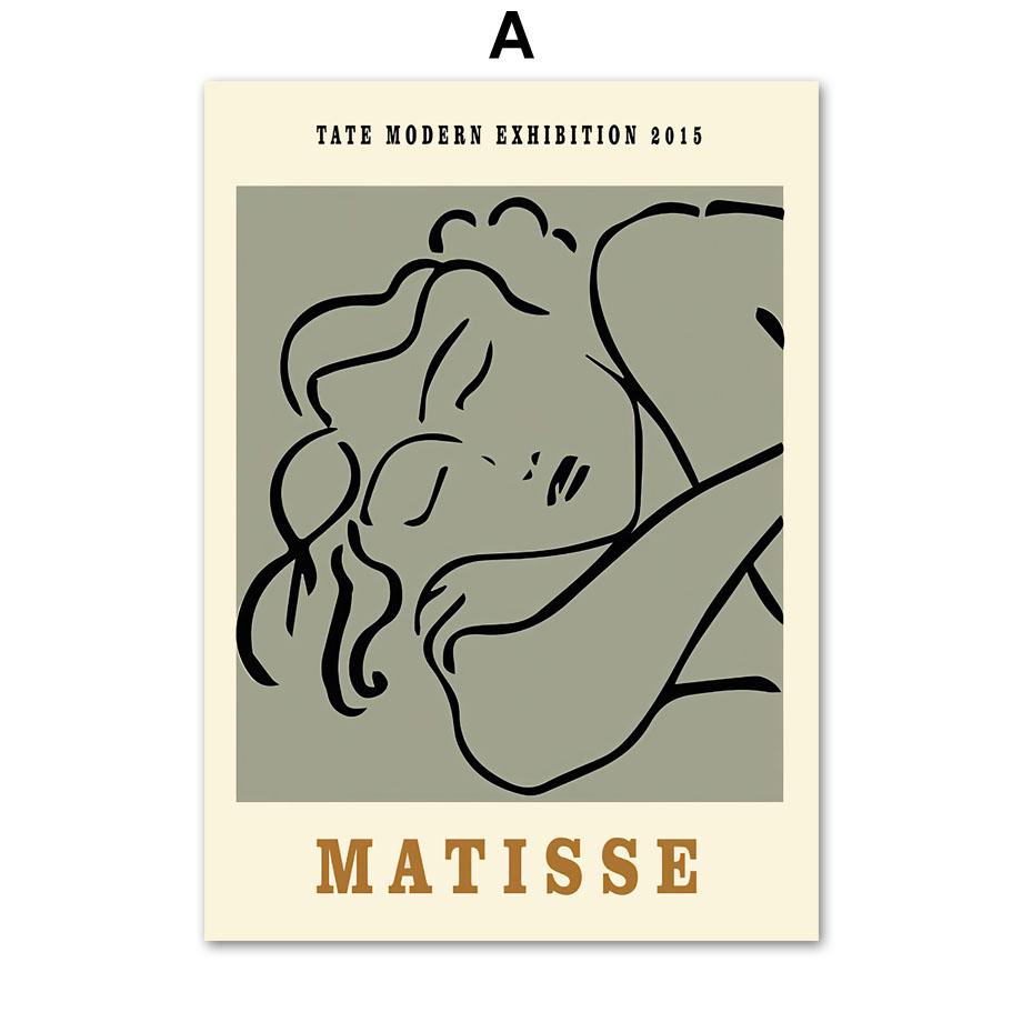 Matisse Abstract Flower Woman Posters Museum Wall Art Print Canvas Painting Sage Green Trendy Wall Pictures Living Room Decor