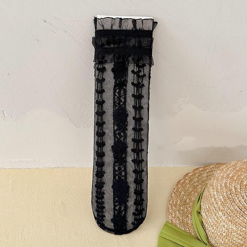 

Летние детские носки для девочек, милые полые носки с кружевом и рюшами в стиле ретро для девочек, тонкие дышащие носки принцессы с оборками, детские вещи