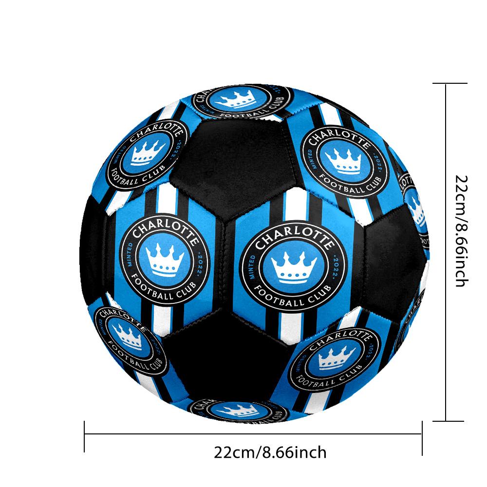 Charlotte FC Indoor Soccer Ball Colorful All Ages Size 5 Machine Stitched PVC Competition Ready Durable High-Bounce