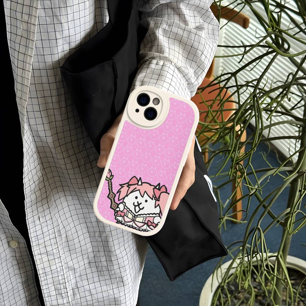 B-Battle Cats Anime Game Leather Phone Case For IPhone 16 15 14 13 12 11 Pro Max Plus Shockproof Cover