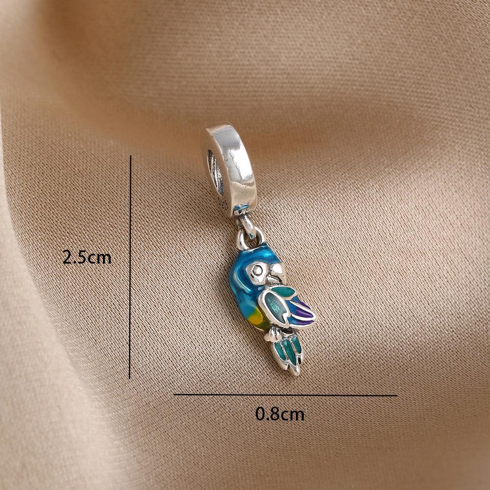 Blue 925 Silver Dolphin Octopus Turtle Swallow Pendant Bead, Suitable for European Bracelet DIY Women's Jewelry Accessories