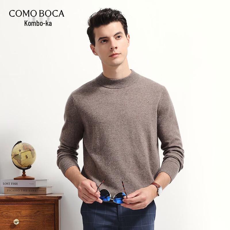 Komonboka Men's 100% Cashmere Half-High Collar Pullover