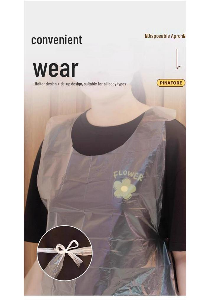 Waterproof Disposable Adult Bib Aprons - 100 Pack, Transparent & Oil-Resistant for Catering