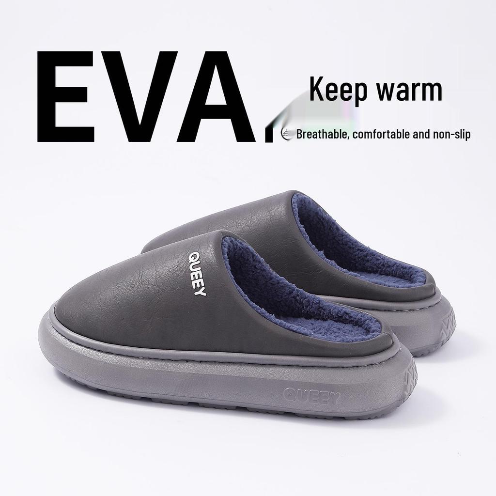 Winter Waterproof Non-slip Indoor/Outdoor Cotton Slippers for Men and Women - Plush, Warm, and Cozy.