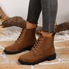 Damen Knöchelboots Bequeme Outdoor Flache Schuhe 2026 Winter Neue Kurze Stiefel Gehen Designer Mode Runde Zehenschuhe Damen