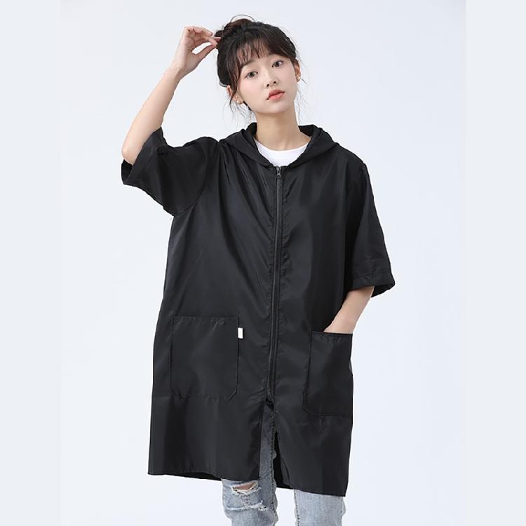 Cremalleras Manga Corta Impermeables Delantal Chaquetas Temporada Cocina Cocinar Delantal Bata Ropa de Trabajo con Bolsillos Grandes Mujeres Hombres