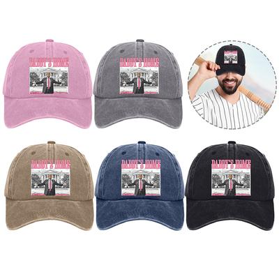 Trump Hat Comfortable President Hat Adjustable Distressed Cap Christmas Themed Washed Cotton Baseball Cap for Men Women
