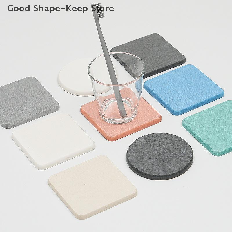 Solid Color Round Square Diatomaceous Earth Mats Toiletries Coasters Simple Absorbent Non-slip Cup Home And Decoration Kitchen