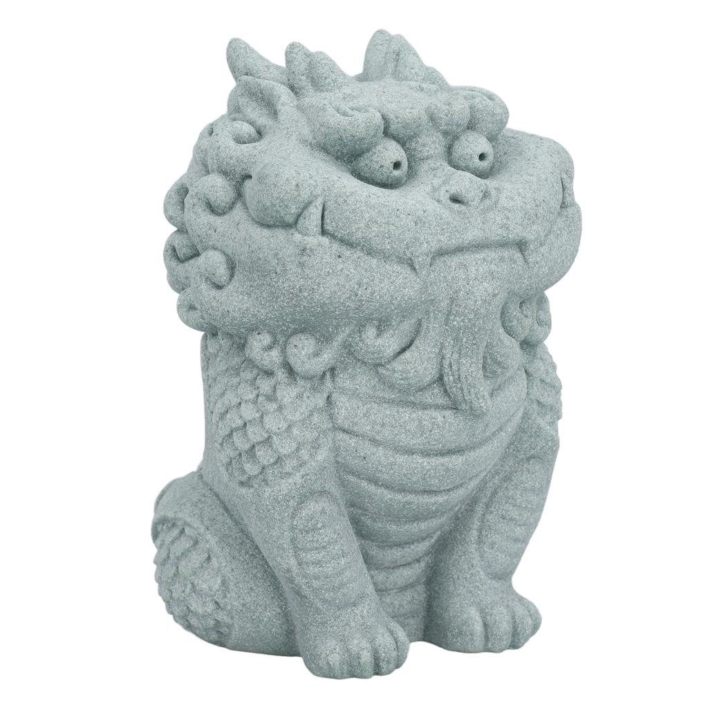 Stone Kylin Ornament Blue Sandstone Decorative Tea Pet Ornament for Fish Tank Tabletop Home Decor