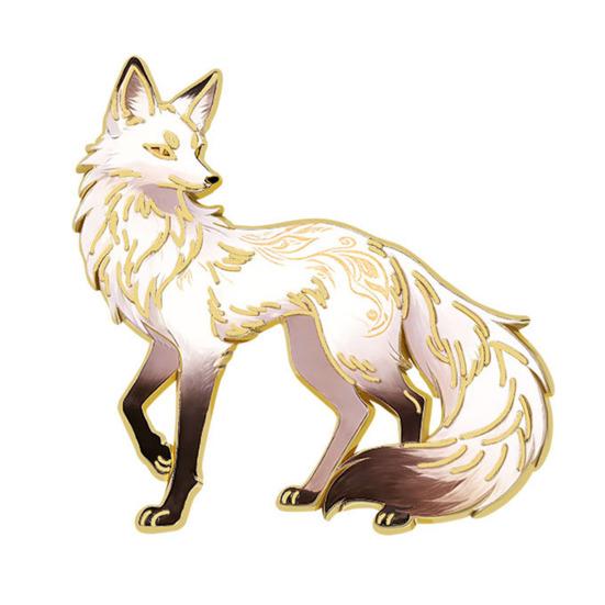 

Brooch Pin Cartoon Fox Design Zinc Alloy Pin UV Printing Suits Coats Sweaters Badge Versatile Practical Accessories білий