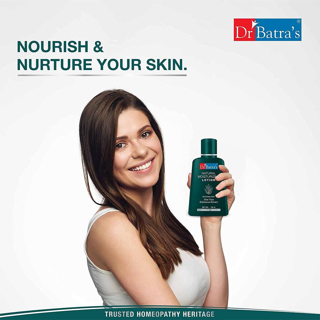 Dr Batra's Natural Moisturizing Lotion With Echinacea And Aloe Vera For Soft Hydrated Skin Non Greasy Daily Care 100 Ml