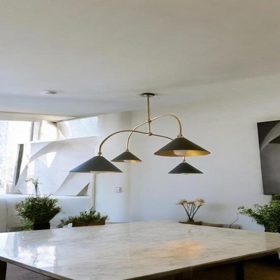 Brass Arno 4-Light Mid Century Modern Chandelier Ceiling Light Fixture Adjustable Arm Different Design Pendent Light