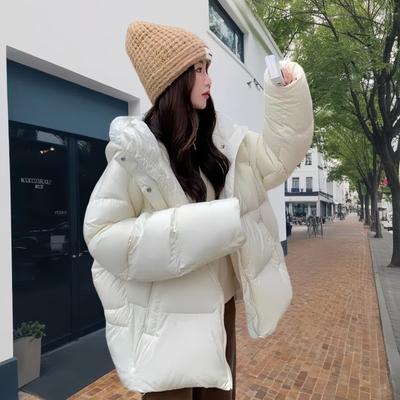 Daunenjacke Damen Winter neu kurz mit Kapuze Brotjacke Entendaunen Mode vielseitig warme Jacke