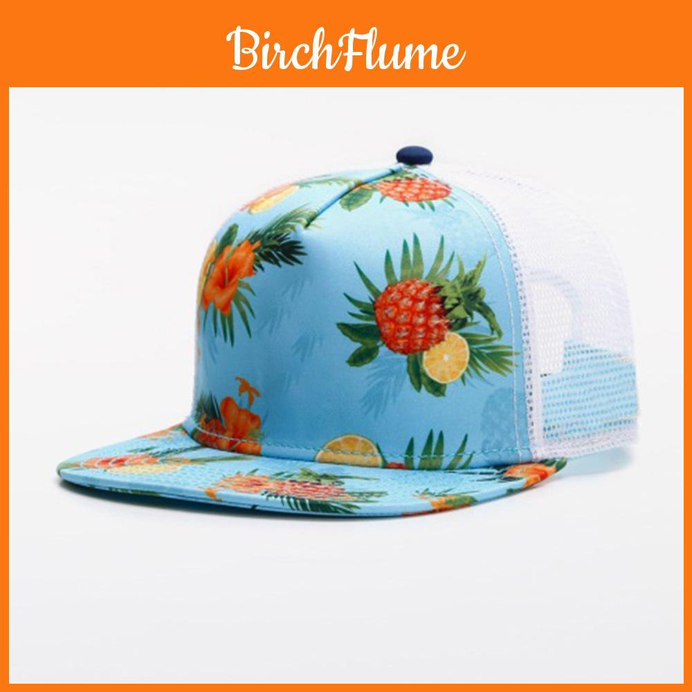 Sommerliche atmungsaktive Baseballkappe mit Ananas-Print und verstellbarem breitem Schirm für Damen und Herren