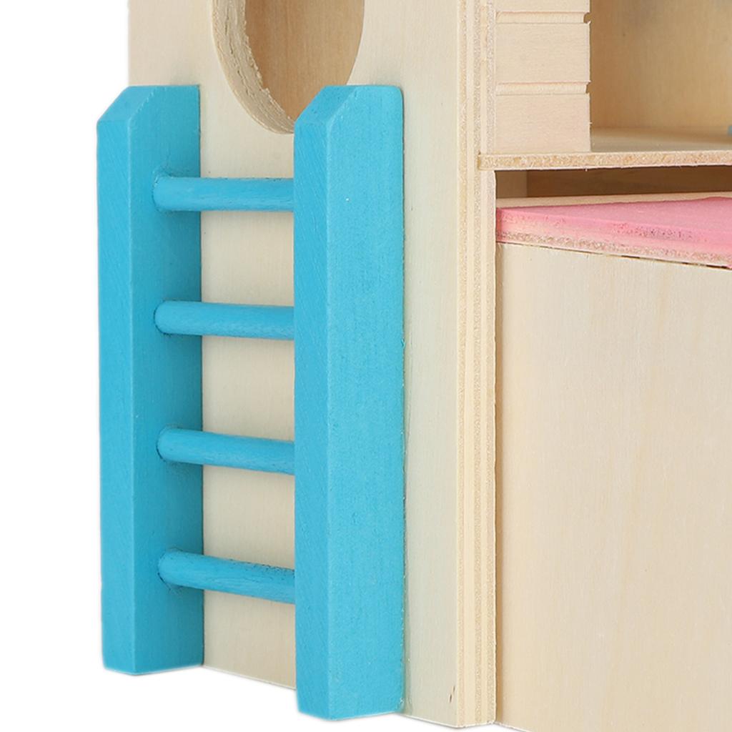 Wooden Hamster Fun House Huts Toy Hamster Exercise Playthings Fun Gym Playground