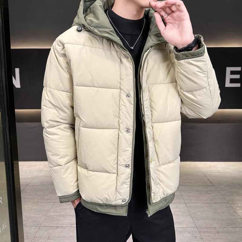 Men's High-Quality Winter Hooded Puffer Jacket - Thickened Cotton for Warmth