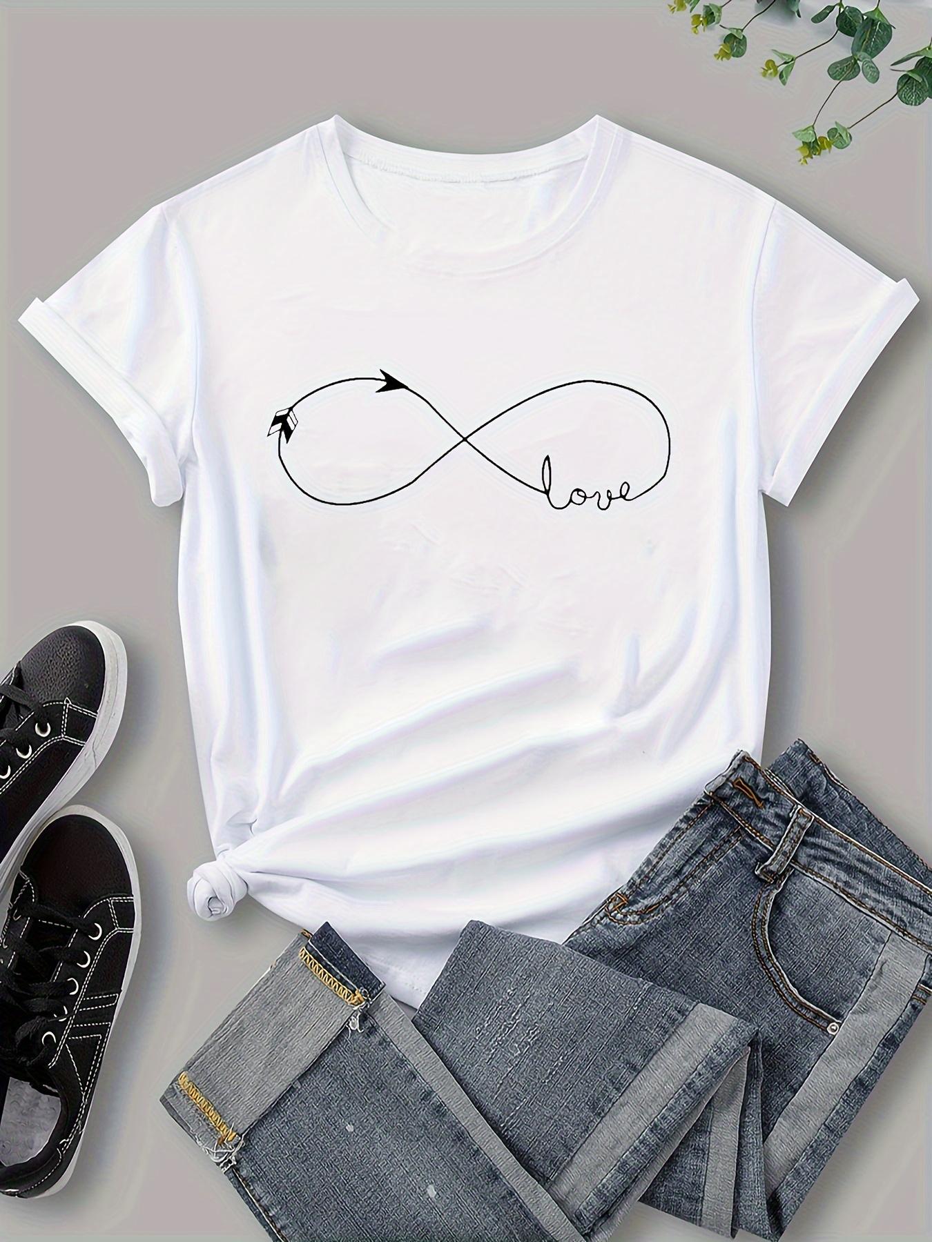 2024 Summer Casual Women s LOVE Letter Print Simple Short-Sleeve T-Shirt S разноцветный