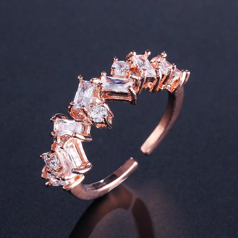 ZAKOL Classic Geometric AAA Cubic Zirconia Adjustable Open Rings Shiny Crystal CZ Engagement Wedding Ring Accessories