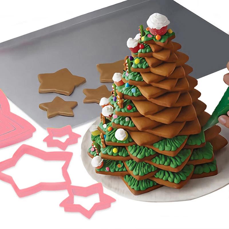 1Set Christmas Cake Molds Christmas Tree Cookie Molds Gingerbread Christmas Tree Decorating Tools Gifts DIY Baking Cookie Molds