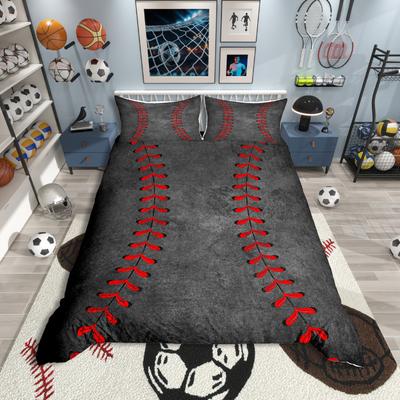 Homewish Baseball Duvet Cover SetTeens Sport Game Comforter Cover SetGray Red Bed Set For KidsBreathable Home Decor