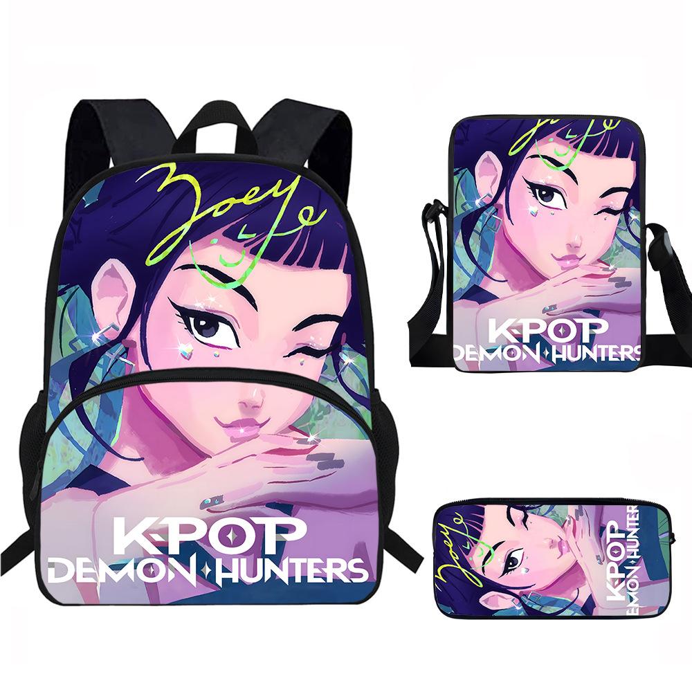K-Pop Dämonenjäger 3-teiliges Schülerrucksack-Set Anime-Thema Trendiges bedrucktes Rucksack-Set